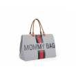 Childhome taška Mommy Bag Grey Stripes Red/Blue
